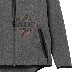 Sweat à capuche zippé pour homme, 100% coton, uni, respirant, séchage rapide, vêtements de sport et de course en plein air, service de personnalisation OEM - Product Image 3