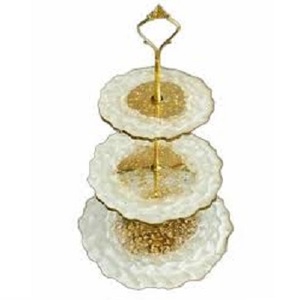 Assiettes en résine de l'âge d'or de restaurant à la maison avec tige en métal pour outils de gâteau présentoir à dessert élégant - Product Image 2