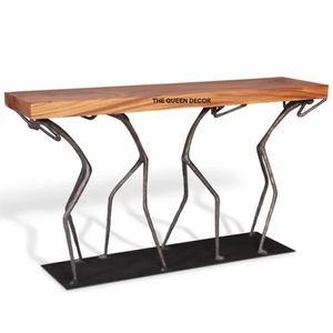Nouvelle table console en métal de conception moderne avec finition dorée antique de qualité supérieure et design élégant pour l'entrée et le salon - Product Image 4