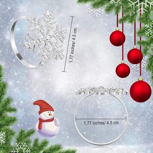 Flocon de neige allemand en argent sterling, rond de serviette en papier Flocon de neige de Noël Anneau de serviette en strass Décoration de table pour les mariages - Product Image 2