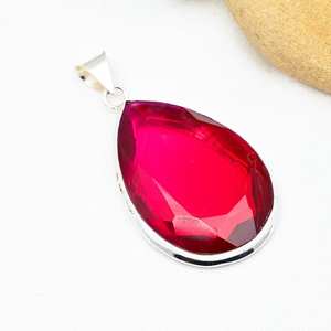 Pendentif Rubellite en argent sterling 925, collier en pierres précieuses fait à la main, bijoux, cadeau de vacances unique pour femmes, tendance - Product Image 5