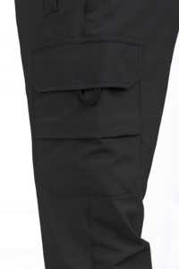 Pantalon homme en tissu tactique 100% coton noir, jambes fines, style décontracté, taille mi-haute, anti-froissement, teinture unie foncé, fabriqué en Turquie - Product Image 4