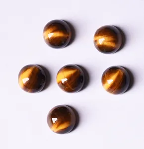 Natural Tiger's Eye Round Cabochon All Sizes Calibrated Loose Gemstone Cabochons For Jewelry Making Brown Tiger Eye Golden Fire