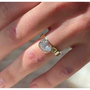 Anillo de compromiso para mujer con diamante cultivado en laboratorio de 2.00 CT, talla cojín, color EF, certificado IGI, de mina antigua, corte oriental-occidental. - Product Image 1