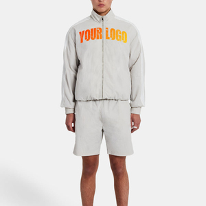 Ensemble de survêtement coupe-vent deux pièces personnalisé pour homme, respirant, léger, écologique, motif uni, grandes tailles pour l'hiver - Product Image 1