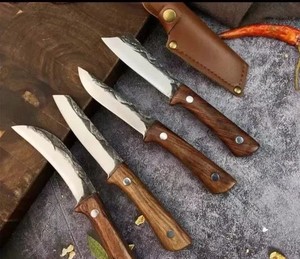 Juego de cuchillos de acero de alto carbono hechos a mano con mango de madera Cuchillos de bolsillo de chef multiusos personalizables Cuchillo experto. - Product Image 5