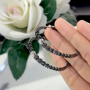 Women's Tishya 925 Sterling Silver 2Ct Moissanite <b>Hoop</b> Earrings <b>Rose</b> <b>Gold</b> Plated Wedding Party Anniversary Engagement - Product Image 1