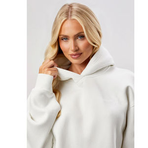 Personalizado 70% algodón 30% poliéster mujer de gran tamaño lavado pesado pulóver con capucha liso - Product Image 3