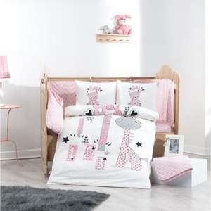 Ensemble de literie pour bébé en popeline rose Hobby Buddy pour nouveau-nés et tout-petits - Product Image 1