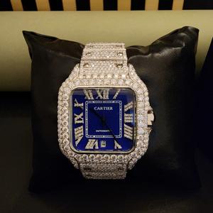 Montre unisexe de luxe haut de gamme en acier inoxydable avec mouvement japonais ETA, sertie de moissanite carrée, résistante à l'eau 3 BAR, pour tous - Product Image 5