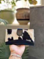 Dompet kulit sapi, dompet ponsel kulit bulu sapi bergaya Multi fungsi bulu dompet Barat untuk wanita kopling desainer unik