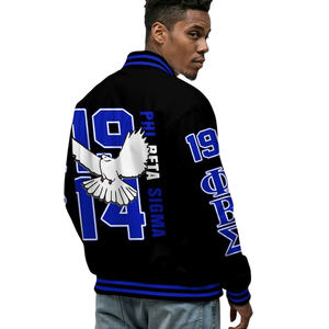 Phi Beta Sigma 1914 Letterman Varsity Jacket Azul Blanco Greek Life Fraternity Apparel Chenille Bordado College Jacket - Product Image 5