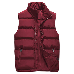 Gilet court en toile sans manches chaud et à col montant avec fermeture éclair pour hommes, grande taille, vêtements d'hiver - Product Image 4