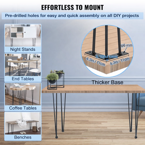 Ensemble de 4 pieds de table en métal robustes de 30 pouces, à 3 tiges, pour bureau DIY, table à manger, pièces de mobilier industriel EDPTBL019 - Product Image 4