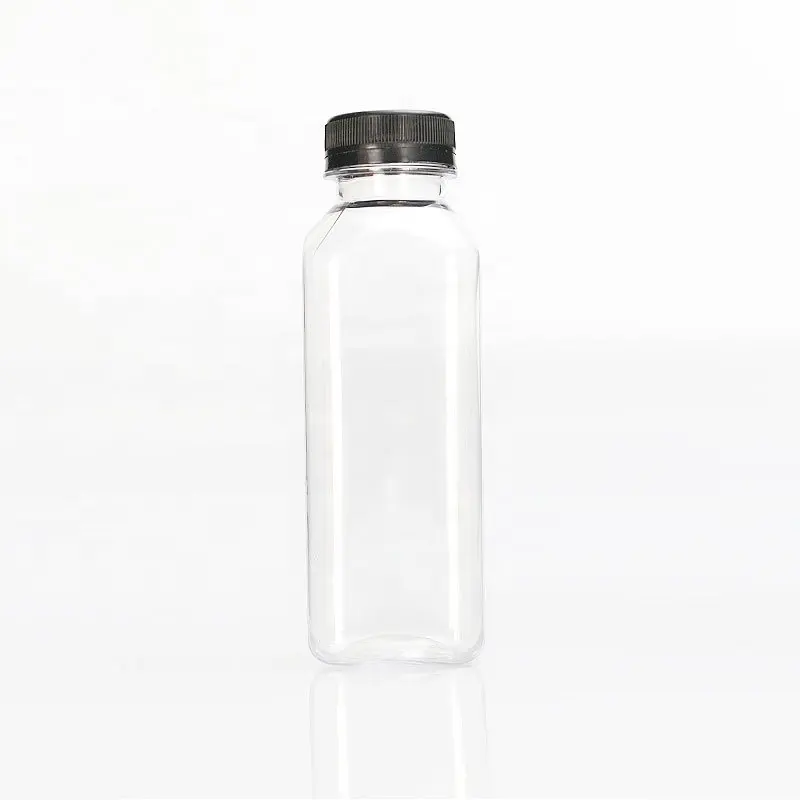 Nuova bottiglia di succo di plastica vuota quadrata francese da 12 16 once per la conservazione di frullati di caffè fatti in casa a freddo bottiglia di imballaggio del latte