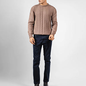 Pull-over en laine tricoté à la main pour hommes, décoration avec logo imprimé, manches longues, respirant, couleur unie, haut à design, tenue en tricot - Product Image 5