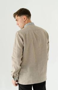 Chemise à manches longues et boutons pour homme, vêtement 100% coton avec broderie florale - Product Image 4