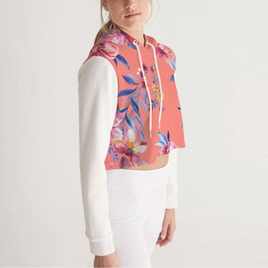 Sweat à capuche basique en coton polaire pour femme couleur unie tailles personnalisées haut court à capuche pour l'hiver avec logo avant - Product Image 3