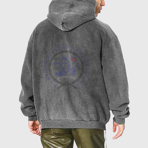 2024 Sudadera con capucha térmica de gran tamaño con cremallera ácida personalizada para hombre 100% algodón estilo Vintage para invierno - Product Image 6