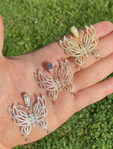 Pendentif papillon en argent sterling 925 avec moissanite, bijoux de luxe hip-hop personnalisés, cadeau, pendentifs à la mode, breloques, rhodié 14K - Product Image 2