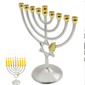 Venta al por mayor 7 brazos clásico Menorah Hanukkah portavelas judío 9 brazos Menorah 12 tribus Israel 9 brazos Menorah precio barato otros - Product Image 5