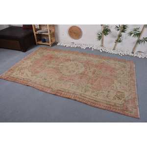 Tapis Patchwork en Laine Vert Beige Vintage Grand 4.9X8 pieds Style Classique Abstrait 10mm Peluche Forme Rectangulaire Latex Polyester - Product Image 2