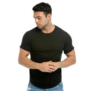 Camiseta informal de gran tamaño de algodón 100% con logotipo serigrafiado de alta calidad, camiseta de tela de punto con patrón de Color sólido de talla grande para hombre - Product Image 5