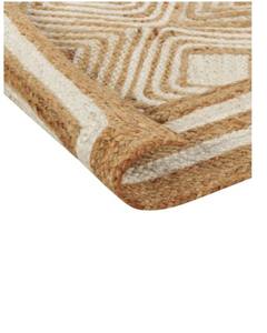 Tapis d'intérieur en jute et coton naturel tissé à la main de qualité supérieure avec motif géométrique en diamant |   Tapis de sol bohème écologique pour la décoration intérieure - Product Image 1