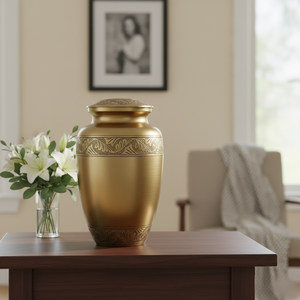 Urnas Funerarias de Metal Dorado Europeas al por Mayor - Acabado de Alto Pulido, Calidad de Exportación, Embalaje Seguro, Listas para Envío Internacional - Product Image 5