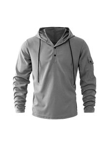 2025 primavera y otoño nuevos hombres deportes Fitness botón Sudadera con capucha moda e Casual versátil transpirable abrigo para correr - Product Image 4