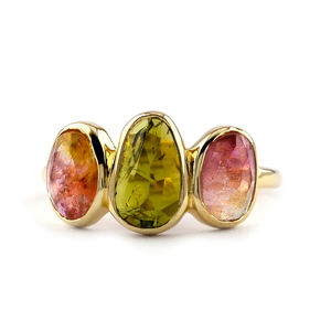 Anillo de compromiso de turmalina de sandía de oro sólido de 14K más vendido, joyería de moda de diseño elegante para bodas y fiestas - Product Image 1