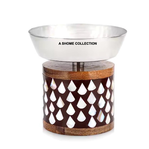 Trending Design <b>Silver</b> Plated Top Metal Base Wooden Body Bakhoor <b>Burner</b> for Home Indoor Fragrance Use Mabkhar Incense <b>Burner</b> - Product Image 2