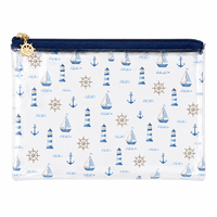 Lot de 4 organiseurs de couture en PVC transparent, motif marin côtier, sacs de rangement transparents pour broderie, pour fils à broder et toiles à broder