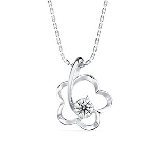 IGI Certified Round Cut <b>Lab</b> Grown Diamond Flower Pendant Necklace In 14k Solid Gold Solitaire Pendant Charms At Low Price - Product Image 3
