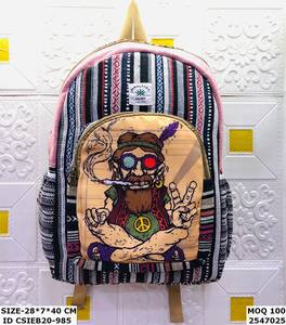 Mochila Unisex de algodón hecha a mano, bolsos de noche, moda sostenible ecológica, cierre de cremallera, telar manual, artesanía, etapas artesanales - Product Image 2