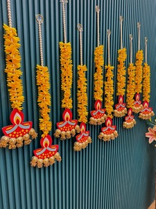 Artificial Jasmine With Pearl Hanging Toran with Diya Design Indian Festival & Wedding Decoration Wall Hanging Door Valance - Product Image 5