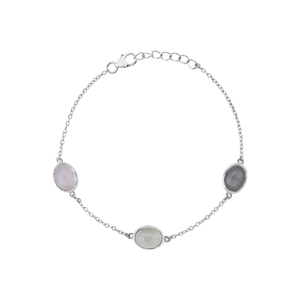 Classic natural stone 925 sterling <b>silver</b> rose quartz multi gemstone <b>bracelet</b> - Product Image 1
