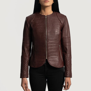 Veste en cuir d'hiver pour femmes de qualité supérieure Tenue décontractée de rue à capuche à la mode avec traitement tricoté Nouveau look à la mode - Product Image 4