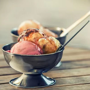 Tazón de helado de metal de hierro con recubrimiento de polvo negro más vendido con soporte Tazón de helado a un precio más bajo - Product Image 1