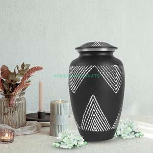 Grande urne funéraire artisanale noir argent design élégant urne de crémation pour cendres adultes urnes funéraires en métal fournitures - Product Image 4