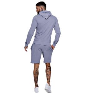 Men's XL Custom Logo Twin Sets <b>Sleeveless</b> Zipper <b>Hoodie</b> Short Gym Workout Tracksuit Breathable Printed Fabric for Summer Fitness - Product Image 3