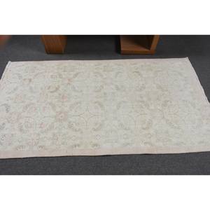 พรมตุรกีโบราณ3.6ft x 6.7ft สไตล์คลาสสิกขนสีขาวขนแกะสีขาวน้ำยางเย็บปะติดปะต่อกันสำหรับวัยรุ่นพื้นที่ขนาดใหญ่รูปสี่เหลี่ยมผืนผ้าการออกแบบห้องโถง - Product Image 3