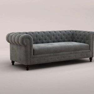 มหาราชาโซฟา3-Seater สไตล์ร่วมสมัยหรูหราผ้ากำมะหยี่ทนทานสีเทาถ่านดีไซน์กระจุกสำหรับห้องนั่งเล่นโรงแรมวิลล่าเฟอร์นิเจอร์ - Product Image 2