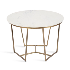 Vente en gros de table basse avec dessus en marbre de forme ronde la plus récente avec pieds en fer plaqué or fournisseur de meubles de maison sur mesure de l'Inde - Product Image 1