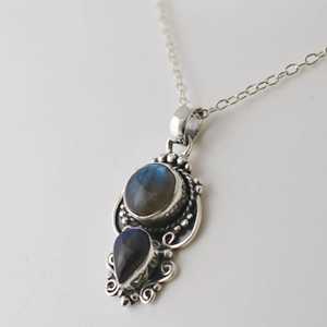Navya Craft 925 <b>Solid</b> Sterling <b>Silver</b> Women's <b>Necklace</b> with Labradorite Handmade Boho Christmas Jewelry Perfect Gift for Women - Product Image 3