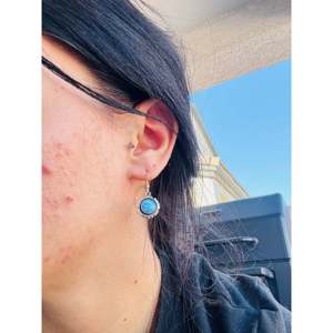 Navajo Handmade <b>Opal</b> (Man-Made) and Sterling Silver Drop Dangle <b>Earrings</b> - Product Image 2
