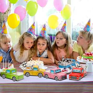 Plateau de boîte à nourriture pour enfants camions avec collation et papier ciré garnitures de <span class=keywords><strong>table</strong></span> centre de <span class=keywords><strong>table</strong></span> pour garçons filles voiture fête faveurs décorations - Product Image 4