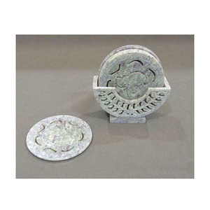 ถาดรองแก้วหินสบู่ธรรมชาติเป็นมิตรกับสิ่งแวดล้อมพร้อมงานแกะสลักและยืนทำด้วยมือสำหรับใช้งานในบ้านและโรงแรม - Product Image 6