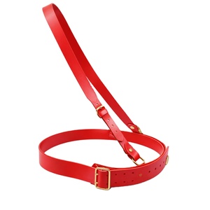 Ceinture rouge en cuir métallisé à sangles croisées, style uniforme – Ceinture d'épaule formelle brillante faite à la main - Product Image 1