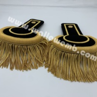 Vente chaude Maroc Black Officer ARM Epaulette avec broderie dorée et équipement de défense personnelle à franges
